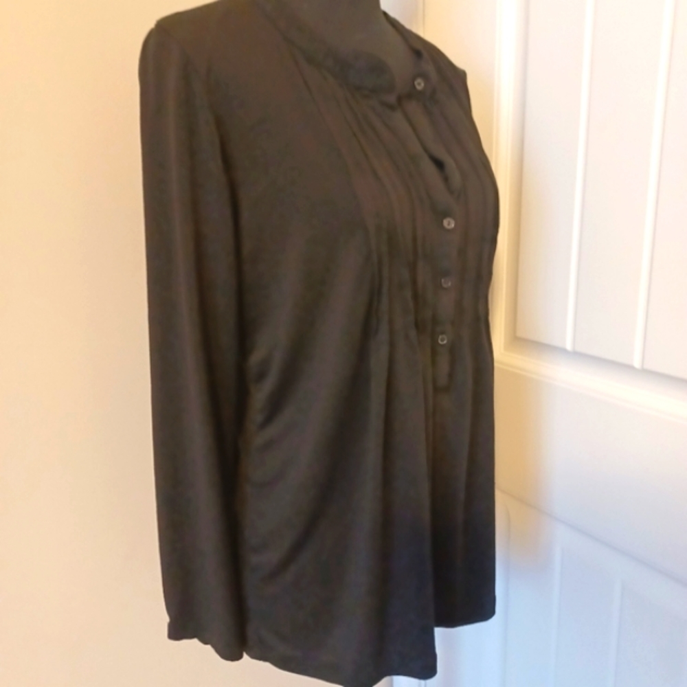 Joseph A Knit Long Sleeve Syretch Knit Tunic Top Blouse Sz Medium Black - Picture 3 of 11